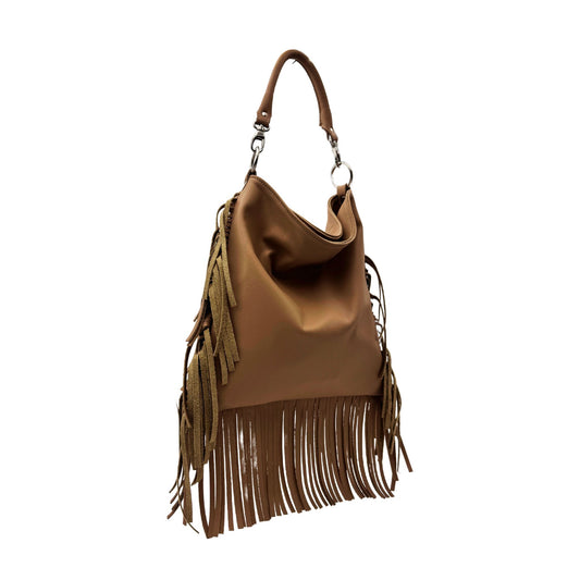 Sacagawea Beige – Borsa in pelle con frange
