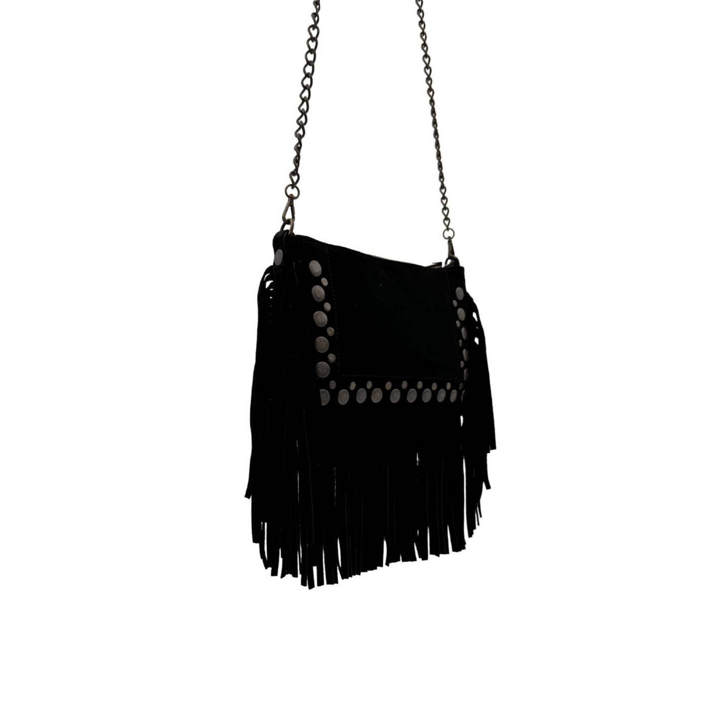 Annie Nero – Borsa a tracolla in camoscio con frange