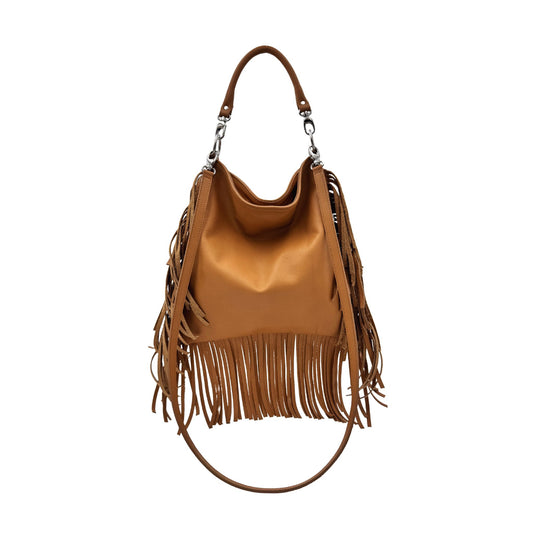 Sacagawea Cognac – Borsa in pelle con frange