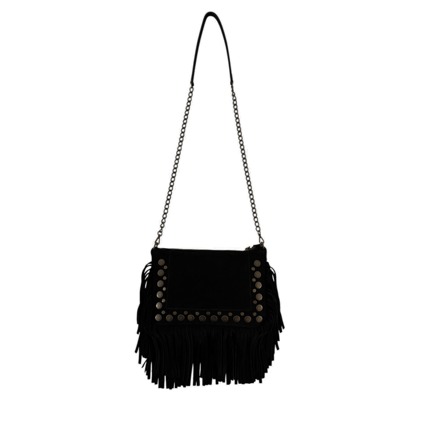 Annie Nero – Borsa a tracolla in camoscio con frange
