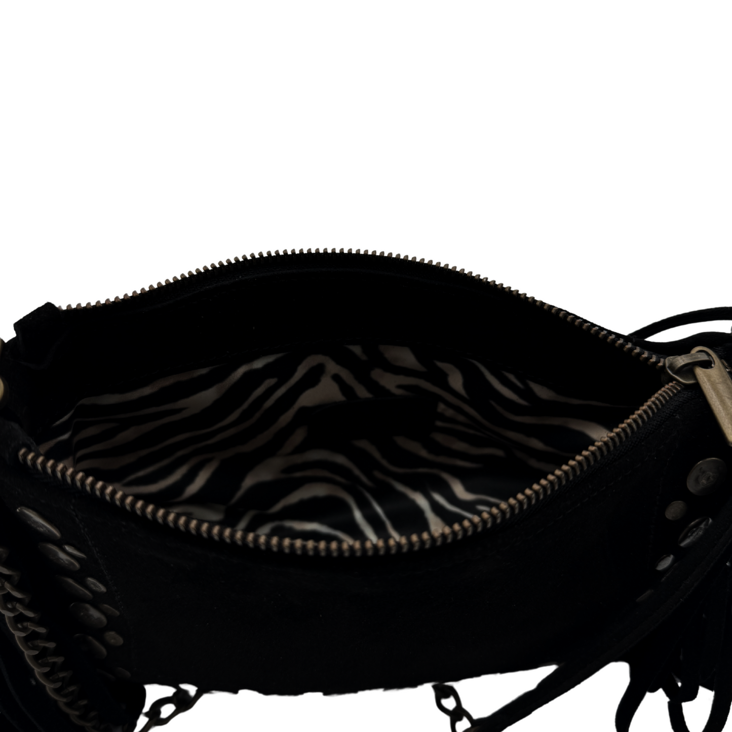 Annie Nero – Borsa a tracolla in camoscio con frange