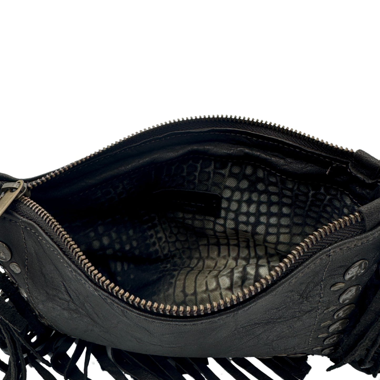 Annie – Tracolla in vitello marrone vintage con frange